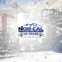 Norcal Perlite 40-year anniversary image with perlite facility background